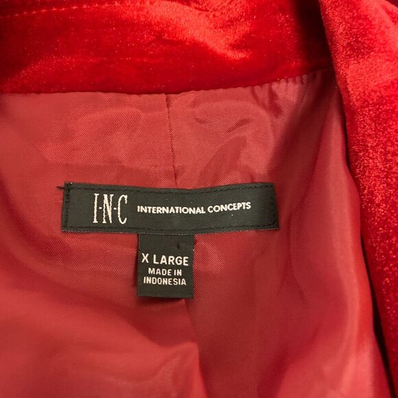 INC womens blazer SZ XL red velvet single breasted vibrant classic quiet luxury - Picture 7 of 9